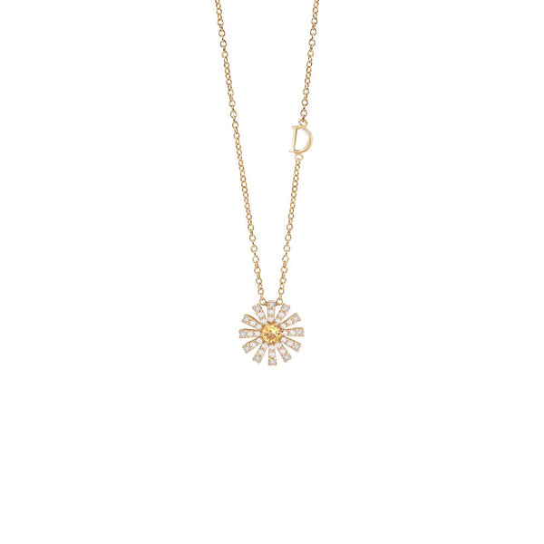 Margherita Yellow Gold, Diamonds, and Citrine Quartz Necklace, 12mm